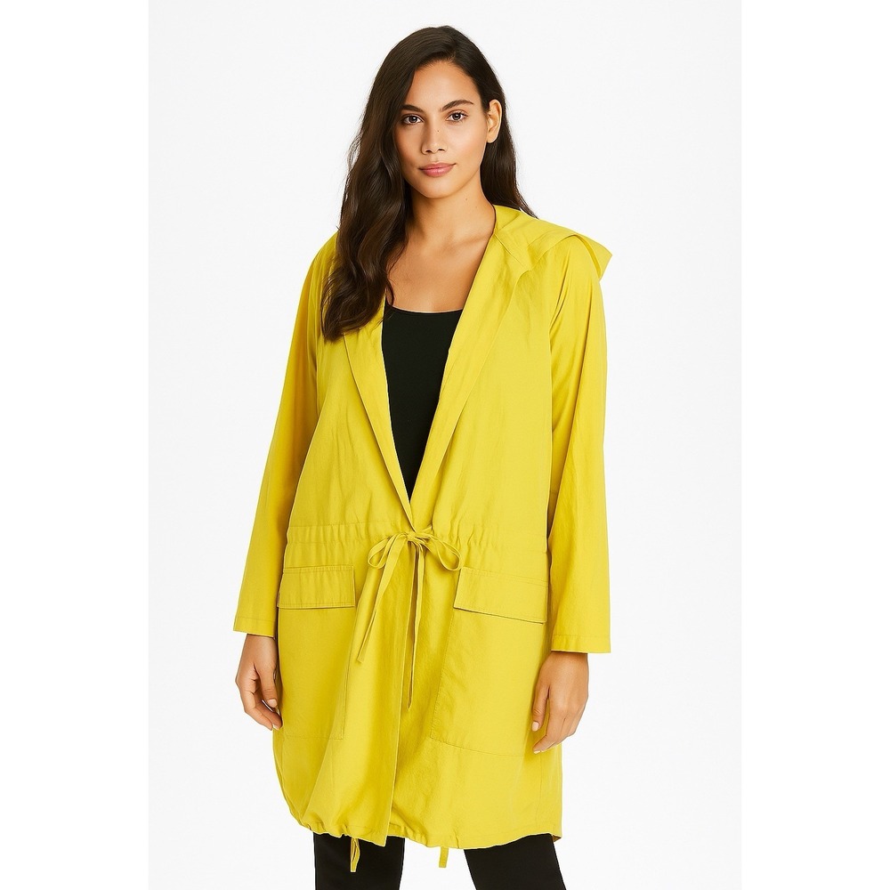 Eileen Fisher Recycled Polyester Anorak Coat Womens Large Yellow Windbreaker